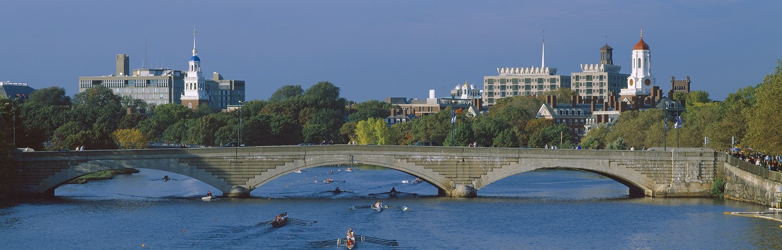 Rowers on Charles River, Harvard and Cambridge in Background,Mas